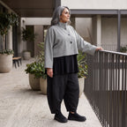 Kastige Bengalinejacke in Schwarz/Weiß mit Stehkragen und Stretch im Colorblock Look