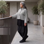 Kastige Bengalinejacke in Schwarz/Weiß mit Stehkragen und Stretch im Colorblock Look