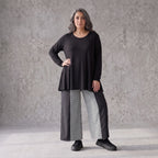 Palazzohose in Schwarz/Weiß aus weicher Bengaline mit Stretch und elastischem Komfortbund