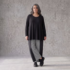 Palazzohose in Schwarz/Weiß aus weicher Bengaline mit Stretch und elastischem Komfortbund