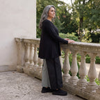 Palazzohose in Schwarz/Weiß aus weicher Bengaline mit Stretch und elastischem Komfortbund