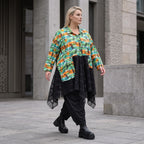 Übergangsjacke in A-Linie mit Zipfelsaum aus Baumwolljersey mit Netzdetails leicht weich