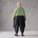 Übergangsjacke in A-Linie mit Zipfelsaum aus Baumwolljersey mit Netzdetails leicht weich