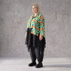 Übergangsjacke in A-Linie mit Zipfelsaum aus Baumwolljersey mit Netzdetails leicht weich