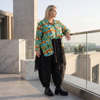 Übergangsjacke in A-Linie mit Zipfelsaum aus Baumwolljersey mit Netzdetails leicht weich