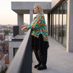 Übergangsjacke in A-Linie mit Zipfelsaum aus Baumwolljersey mit Netzdetails leicht weich