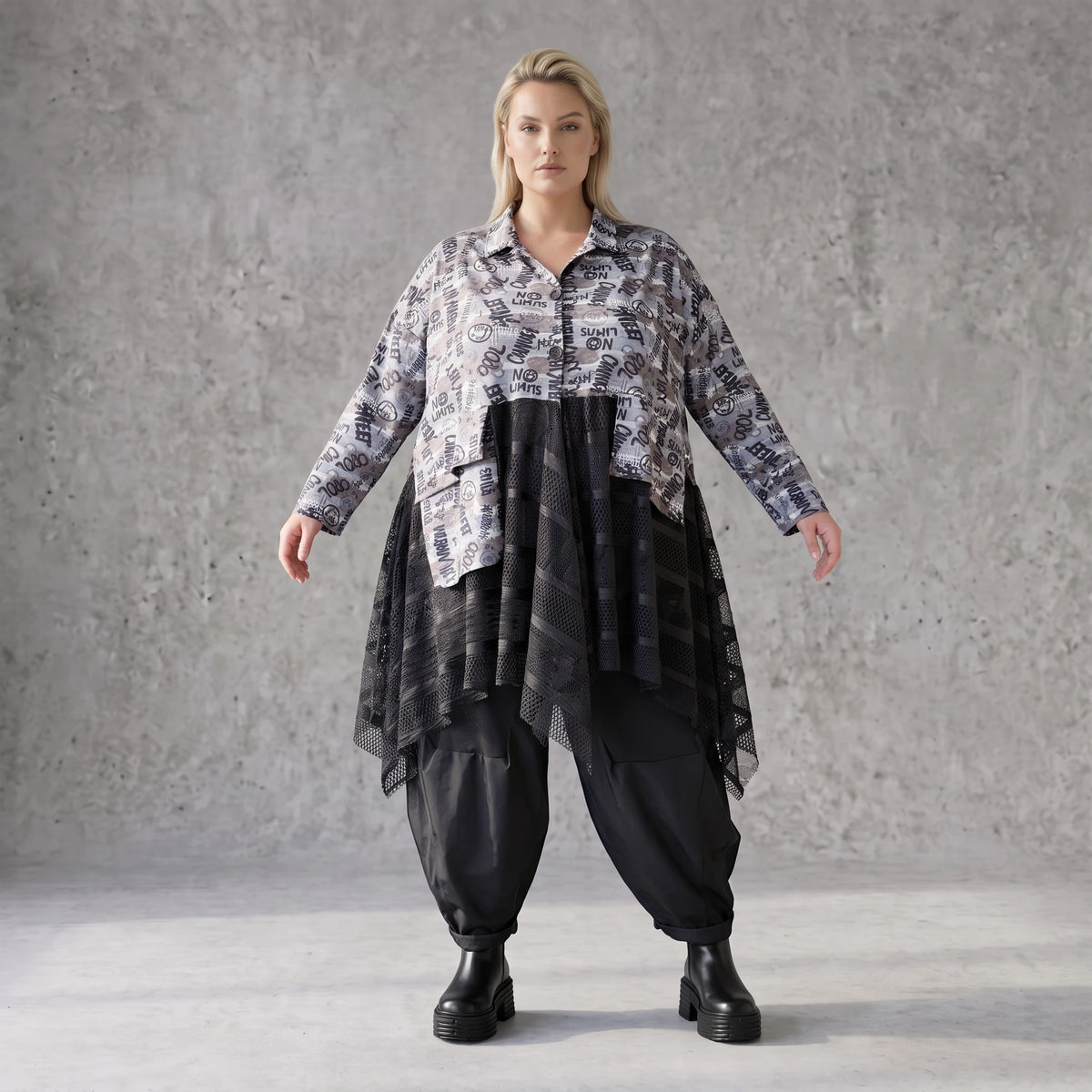 Übergangsjacke aus Jersey mit Netzeinsätzen zipfeligem Saum und A-Linie ungefüttert leicht