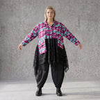 Ungefütterte Übergangsjacke in A-Linie aus Jersey mit Stretch Netzeinsätzen Zipfelsaum
