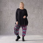 Haremshose aus Jersey mit Netzstoff und Fransen bequemem Dehnbund im trendigen Look