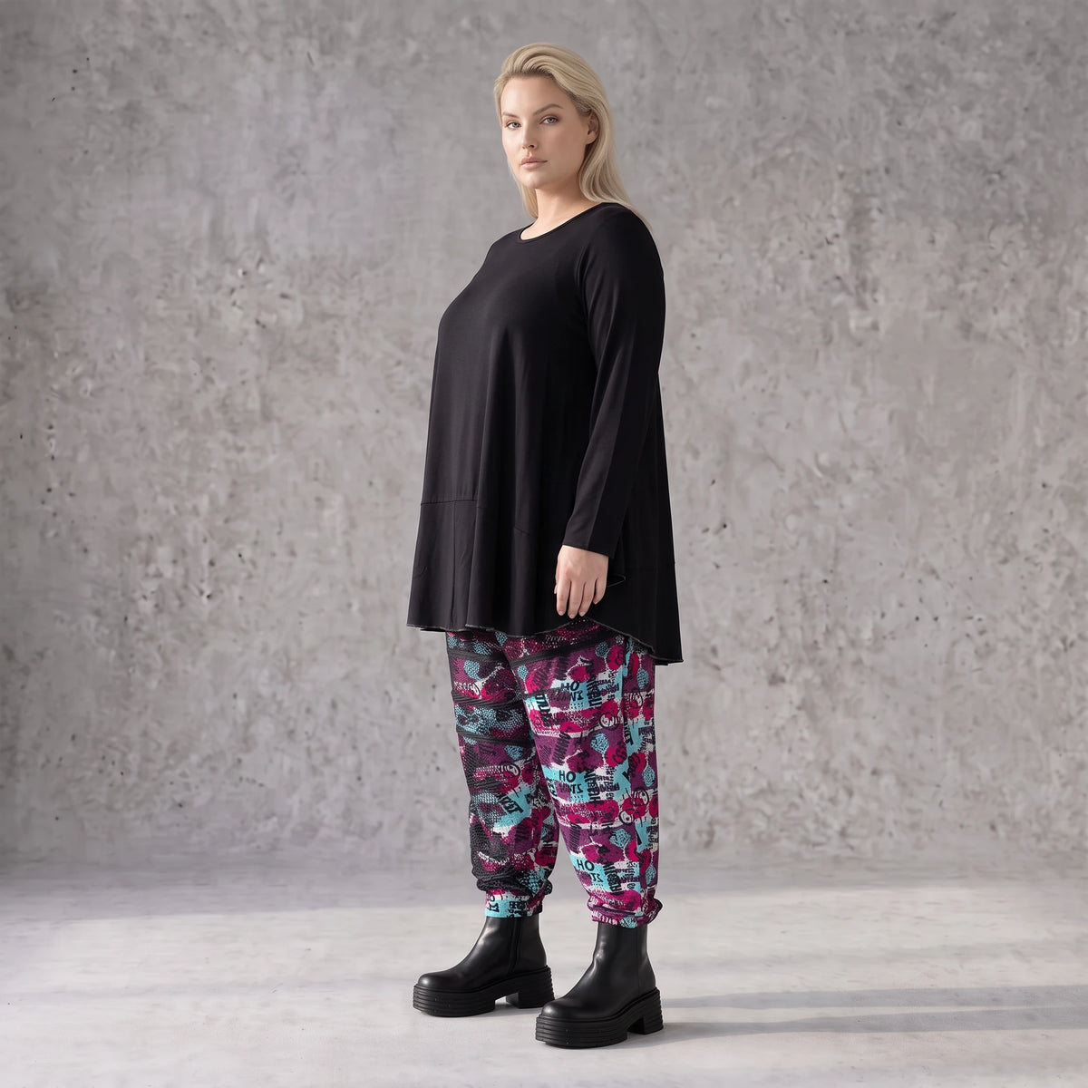 Haremshose aus Jersey mit Netzstoff und Fransen bequemem Dehnbund im trendigen Look
