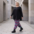 Haremshose aus Jersey mit Netzstoff und Fransen bequemem Dehnbund im trendigen Look