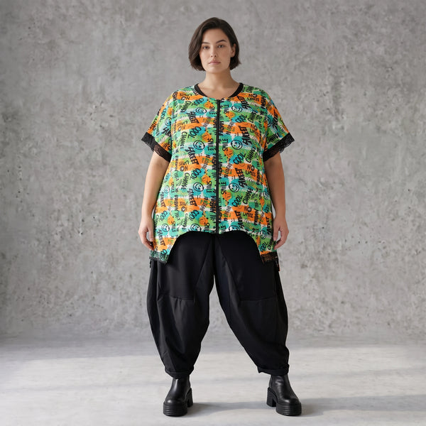 Vokuhilaweste aus softem Stretchjersey mit Netzdetail und lockerem Schnitt modern chic