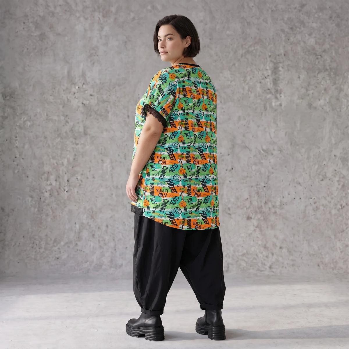 Vokuhilaweste aus softem Stretchjersey mit Netzdetail und lockerem Schnitt modern chic