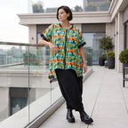 Vokuhilaweste aus softem Stretchjersey mit Netzdetail und lockerem Schnitt modern chic