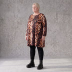 Langarmshirt Rost/Weiß aus Twill mit Stretch in A-Linie locker fallend weich und bequem