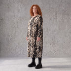 Twillkleid in Ballonform mit Rundhalsausschnitt Langarm aus Viskosemix mit Softstretch