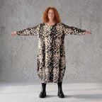 Twillkleid in Ballonform mit Rundhalsausschnitt Langarm aus Viskosemix mit Softstretch