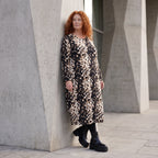 Twillkleid in Ballonform mit Rundhalsausschnitt Langarm aus Viskosemix mit Softstretch