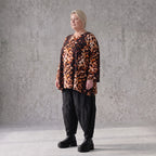 Langarmshirt aus rost/weißem Viskosetwill mit Stretch in A-Linie mit Rundhalsausschnitt
