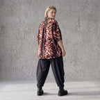 Bluse in Rost/Weiß aus Stretch Twill mit Hemdkragen und 3/4-Arm im gerundeten Schnitt