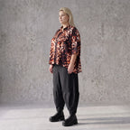 Bluse in Rost/Weiß aus Stretch Twill mit Hemdkragen und 3/4-Arm im gerundeten Schnitt