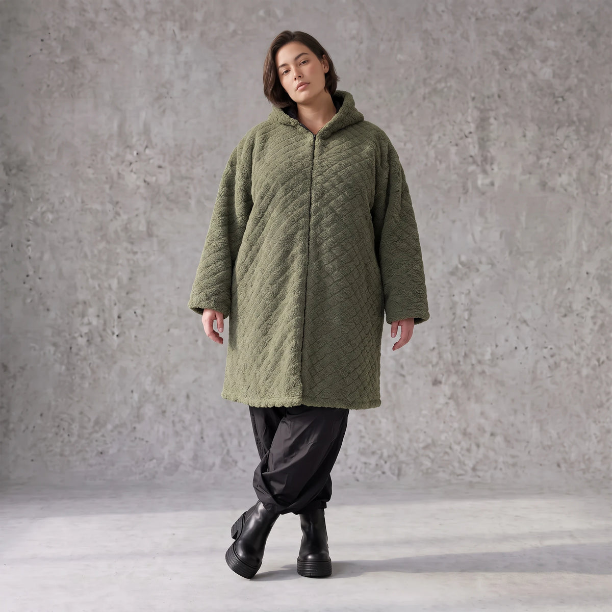 Teddymantel mit Tunnelzug und Tülleinsatz kuschelig warm für feminine Winterlooks pur
