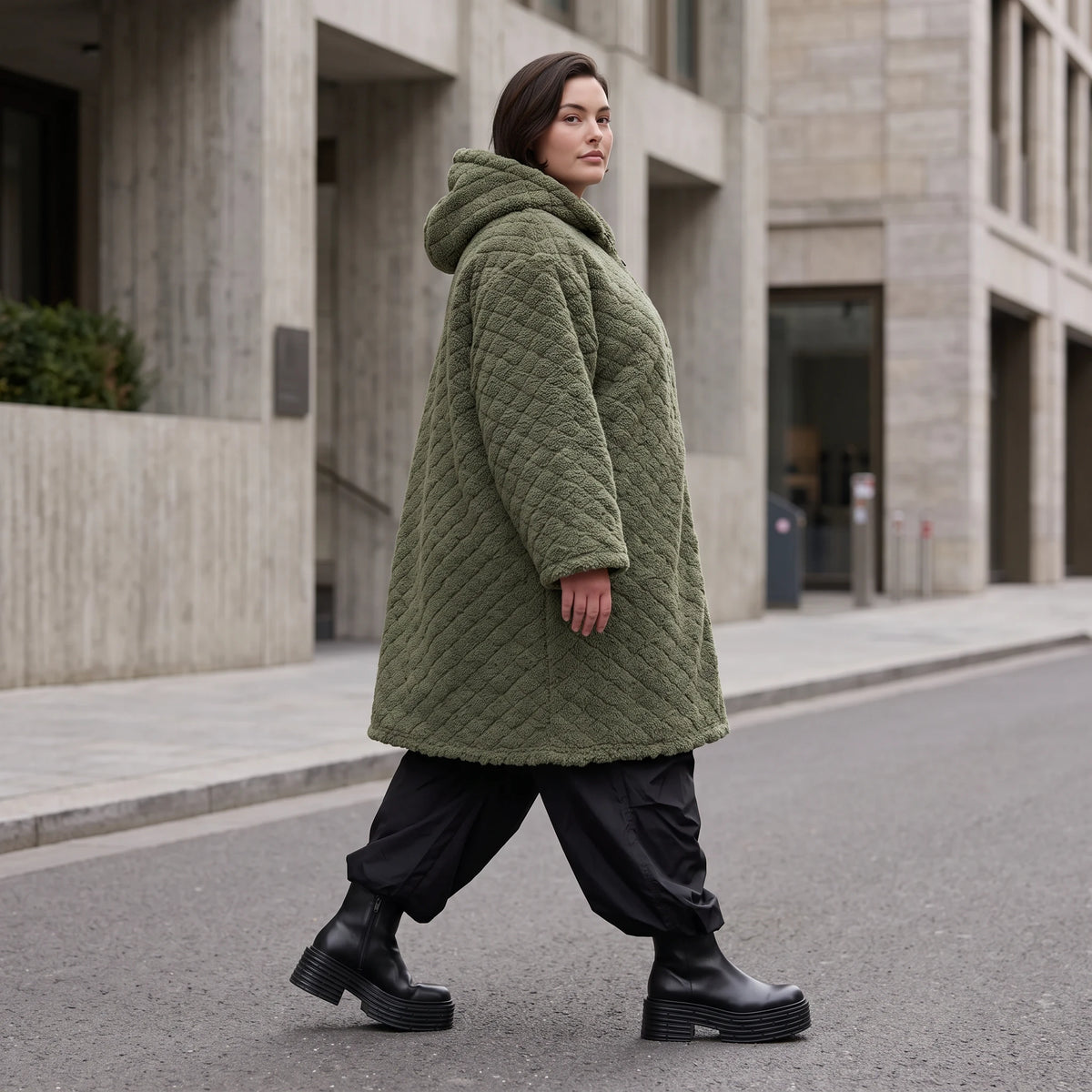 Teddymantel mit Tunnelzug und Tülleinsatz kuschelig warm für feminine Winterlooks pur