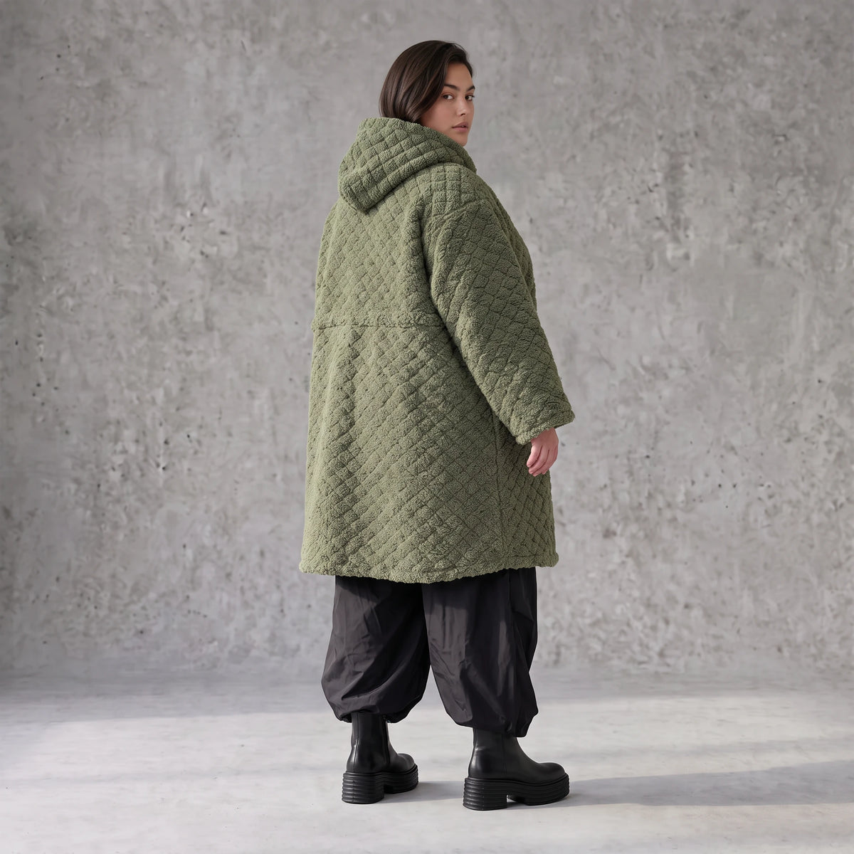 Teddymantel mit Tunnelzug und Tülleinsatz kuschelig warm für feminine Winterlooks pur