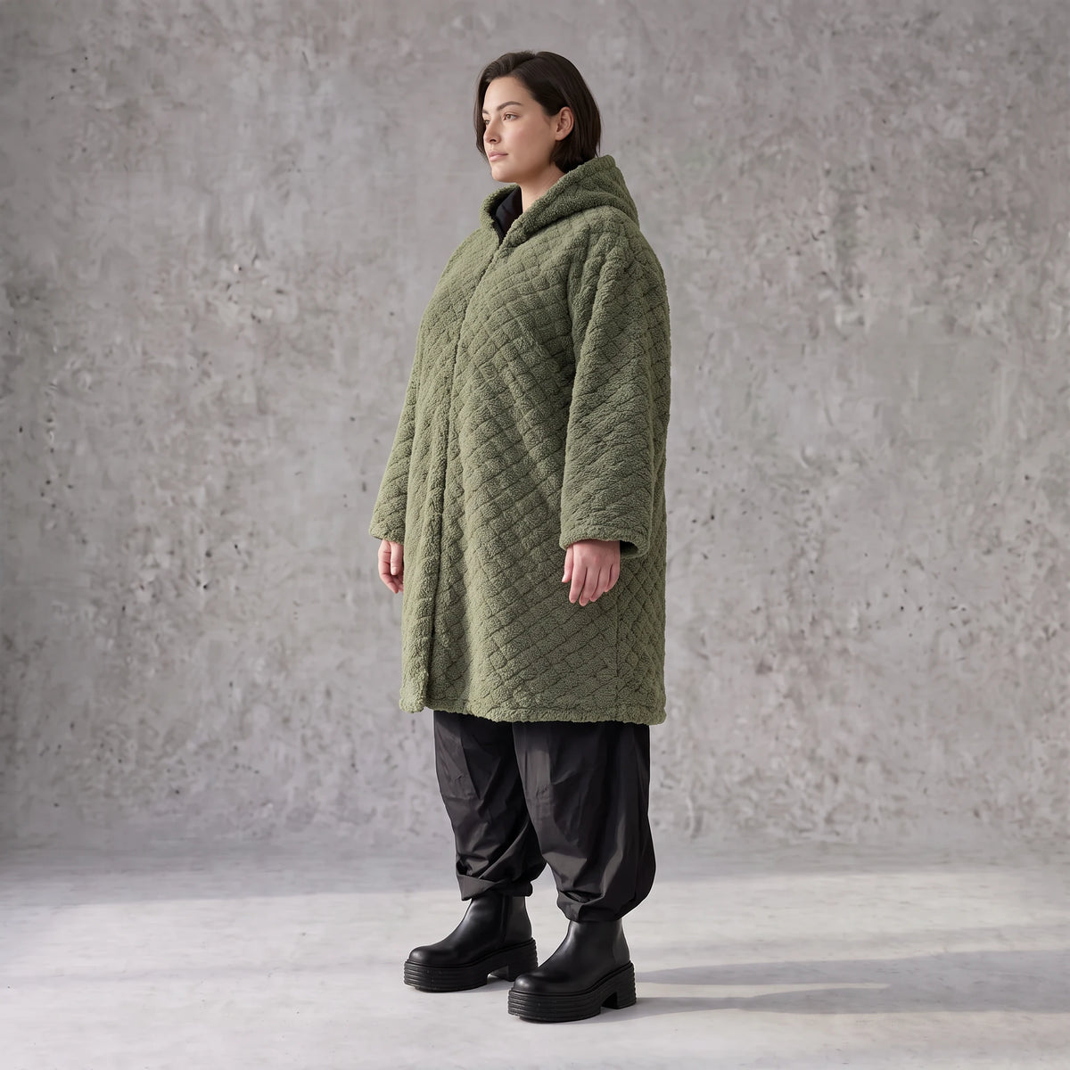 Teddymantel mit Tunnelzug und Tülleinsatz kuschelig warm für feminine Winterlooks pur