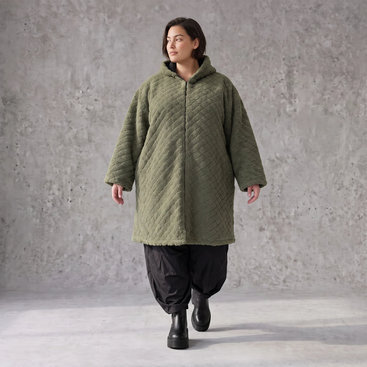 Teddymantel mit Tunnelzug und Tülleinsatz kuschelig warm für feminine Winterlooks pur