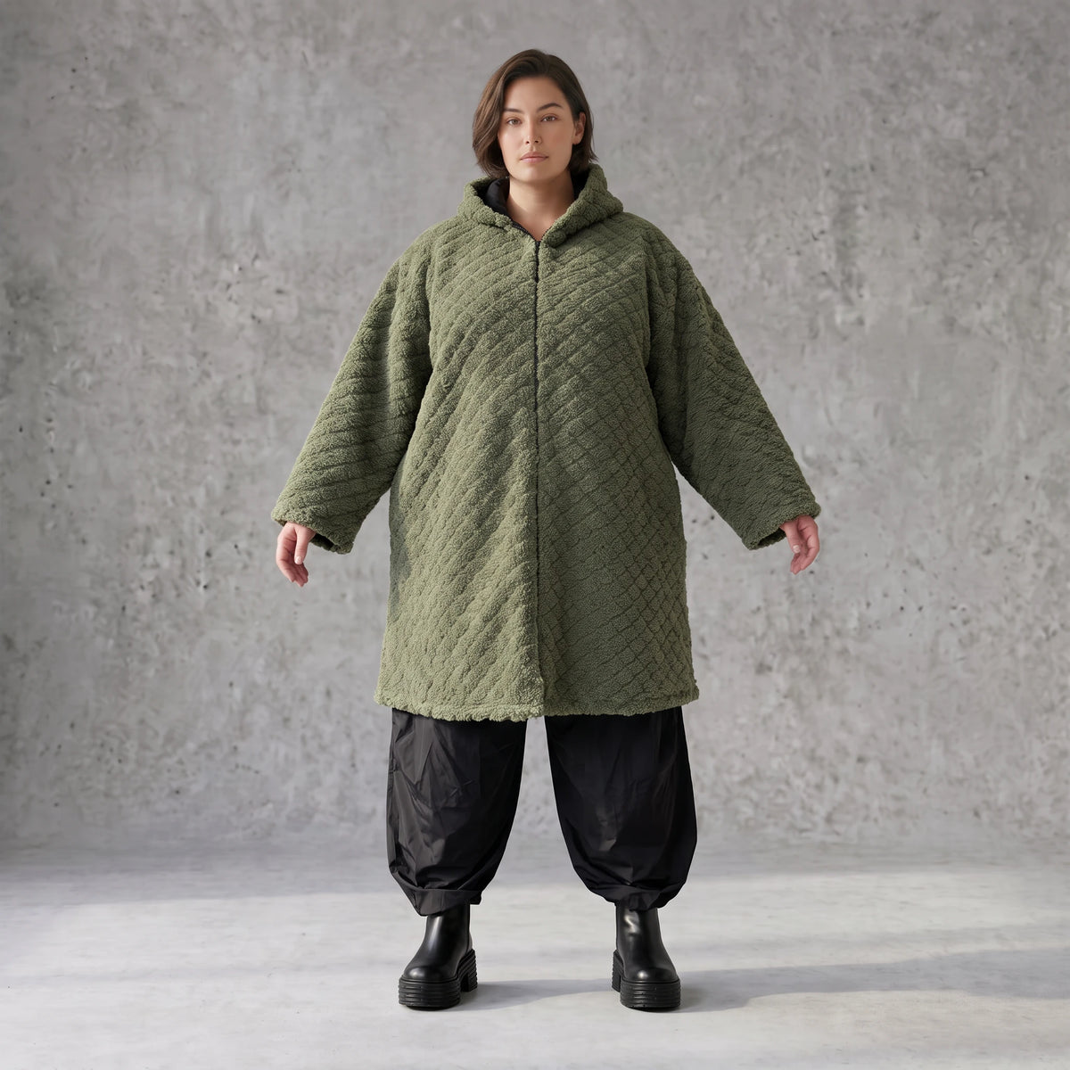 Teddymantel mit Tunnelzug und Tülleinsatz kuschelig warm für feminine Winterlooks pur