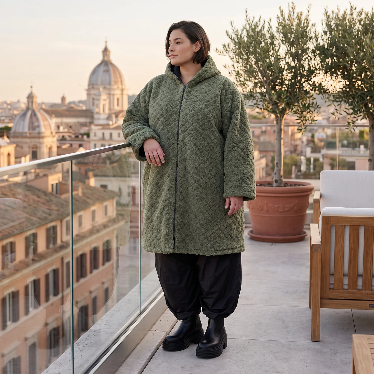 Teddymantel mit Tunnelzug und Tülleinsatz kuschelig warm für feminine Winterlooks pur