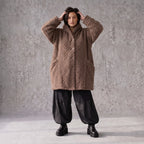 Kuschelige Teddyjacke in Ballonform mit Kapuze Taschen und Knopfverschluss warm weich