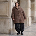 Kuschelige Teddyjacke in Ballonform mit Kapuze Taschen und Knopfverschluss warm weich