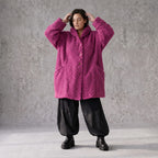 Teddy Winterjacke in Ballonform mit Kapuze und tiefen Taschen kuschelig warm locker weit