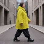 Flauschige limette Teddyjacke in Ballonform mit Kapuze und Taschen für Winterkomfort