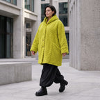 Flauschige limette Teddyjacke in Ballonform mit Kapuze und Taschen für Winterkomfort