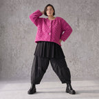 Kuschelige warme Fuchsia Teddyjacke in gerundeter Schnittform für stylische Winterlooks