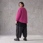 Kuschelige warme Fuchsia Teddyjacke in gerundeter Schnittform für stylische Winterlooks
