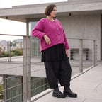 Kuschelige warme Fuchsia Teddyjacke in gerundeter Schnittform für stylische Winterlooks