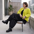 Kuschelige Teddyjacke in Limette mit gerundetem Schnitt warm mit laessig femininem Look