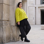Kuschelige Teddyjacke in Limette mit gerundetem Schnitt warm mit laessig femininem Look