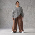 Marlenehose aus weichem Fleece mit Bindegürtel und weitem fließendem Bein winterwarm