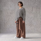 Marlenehose aus weichem Fleece mit Bindegürtel und weitem fließendem Bein winterwarm
