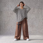 Marlenehose aus weichem Fleece mit Bindegürtel und weitem fließendem Bein winterwarm