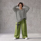 Warme Fleecemarlenehose mit Bindegürtel und Stretch in weiter Form für kalte Wintertage