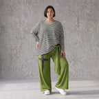 Warme Fleecemarlenehose mit Bindegürtel und Stretch in weiter Form für kalte Wintertage