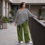 Warme Fleecemarlenehose mit Bindegürtel und Stretch in weiter Form für kalte Wintertage