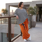 Marlenehose aus weichem Fleece mit Stretch und elastischem Bund mit Bindegürtel für Winter