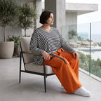 Marlenehose aus weichem Fleece mit Stretch und elastischem Bund mit Bindegürtel für Winter